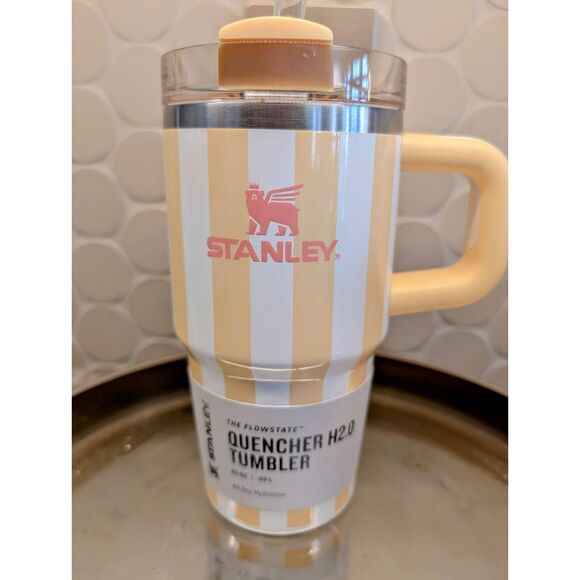 Pre-release Stanley 20oz Cabana Butter Yellow Stripe Quencher Unreleased 20 oz - Picture 1 of 1